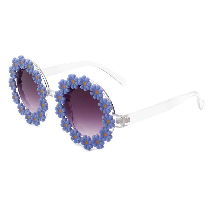 Ysabelia - Round Daisy Flower Shape Circle Sunglasses- 7 Colors