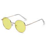 GENEVA | Retro Vintage Metal Round Oval Circle Sunglasses- Yellow