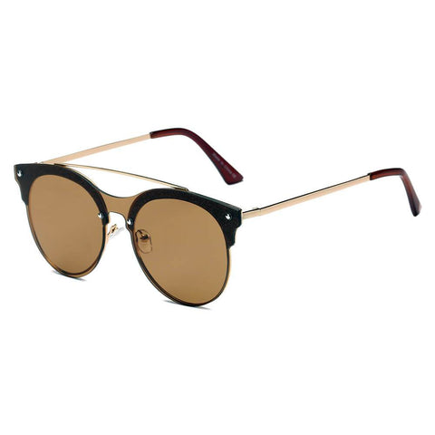 ENDICOTT | Round Circle Brow-Bar Tinted Lens Sunglasses