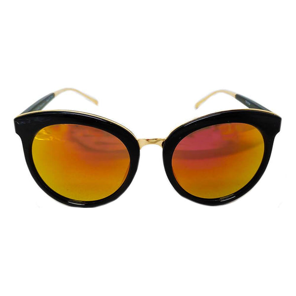 NORTH | Women's Oversized Round Mirrored Lens Horned Rim Sunglasses