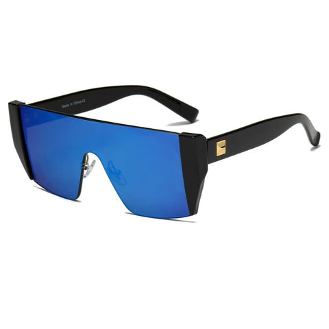 MABLETON | Women Retro Flat Top Lens Square Shield Wrap Around Sunglasses