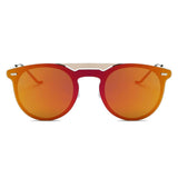 INDIO | Retro Mirrored Brow-Bar Design Circle Round Fashion Sunglasses