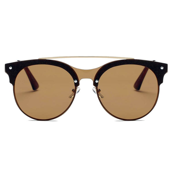 ENDICOTT | Round Circle Brow-Bar Tinted Lens Sunglasses