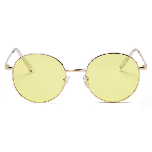 GENEVA | Retro Vintage Metal Round Oval Circle Sunglasses- Yellow