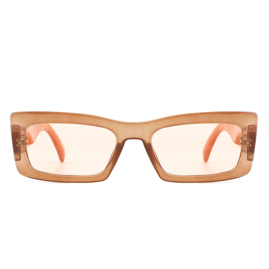 Illumyne - Retro Narrow Rectangle Flat Top Slim Sunglasses- 6 Colors