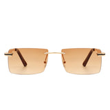 Vibrante - Rectangle Rimless Retro Tinted Fashion Flat Top Sunglasses