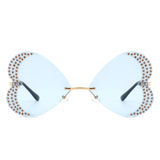 Quixotia - Rimless Butterfly Heart Shaped Tinted Sunglasses