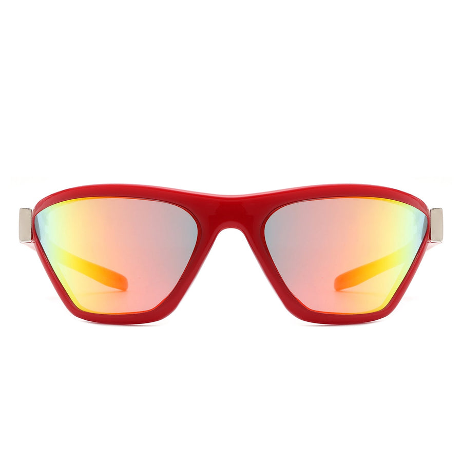 Luminize - Square Mirrored Wrap Around Sport Sunglasses