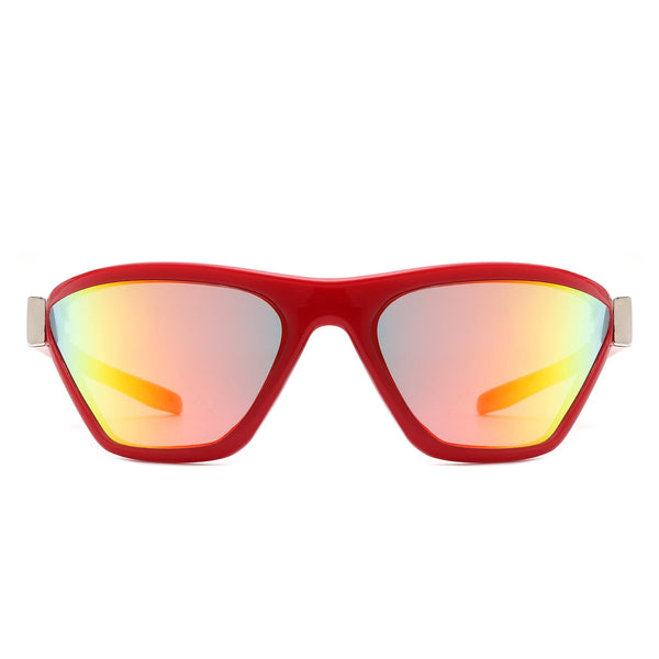 Luminize - Square Mirrored Wrap Around Sport Sunglasses