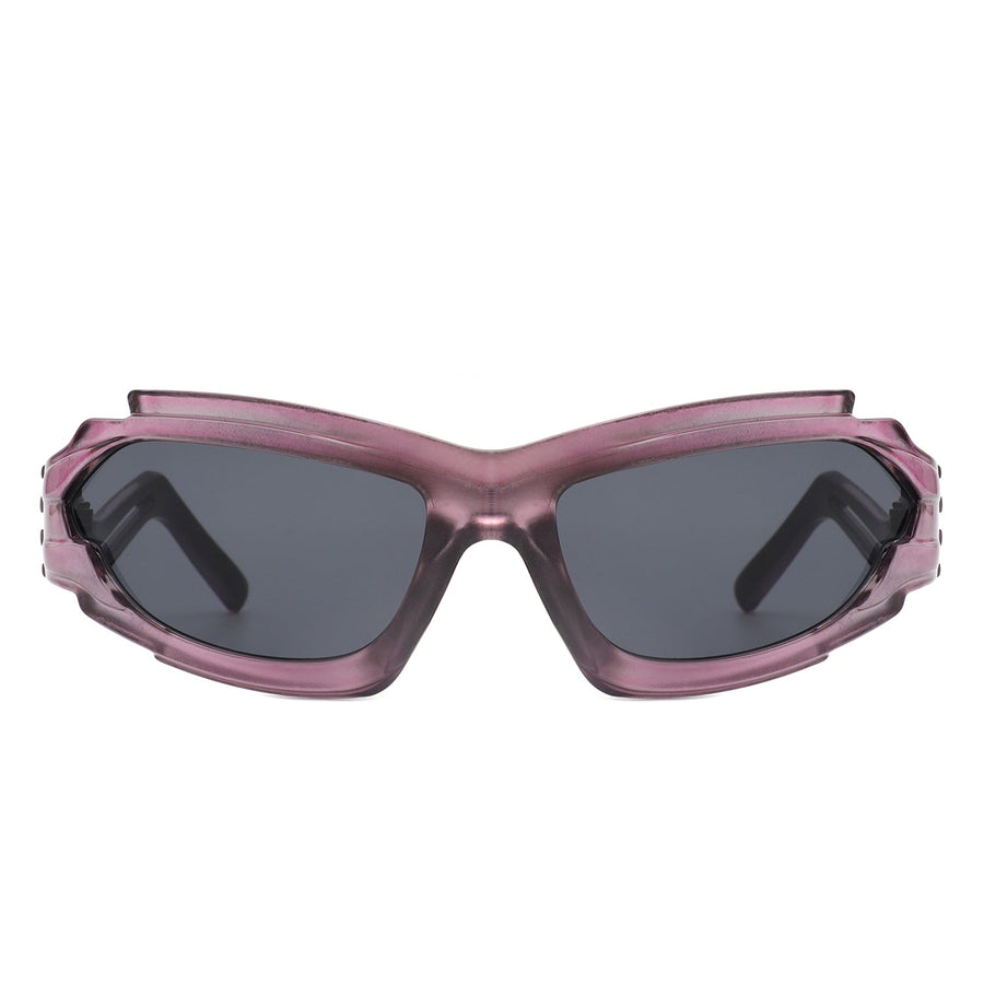 Moonhaze - Futuristic Rectangle Sport Wrap Around Sunglasses- 6 Colors