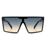 Vitalize - Oversize Retro Square Flat Top Tinted Fashion Women Sunglasses