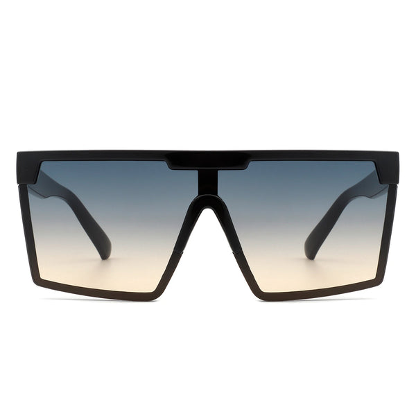 Vitalize - Oversize Retro Square Flat Top Tinted Fashion Women Sunglasses
