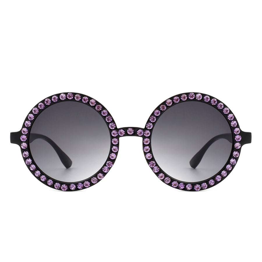 Dreamwey Round Oversized Rhinestone Fashion Sunglasses- 6 Colors