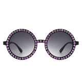 Dreamwey Round Oversized Rhinestone Fashion Sunglasses- 6 Colors