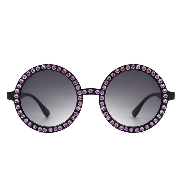 Dreamwey - Round Fashion Rhinestone Circle Oversize Women Sunglasses