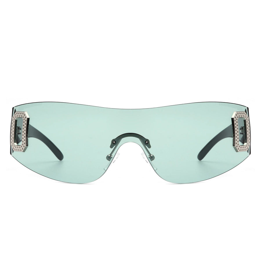 Havoc Rimless Rectangle Sleek Wrap-Around Sunglasses- 6 Colors