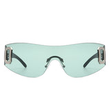 Havoc Rimless Rectangle Sleek Wrap-Around Sunglasses- 6 Colors