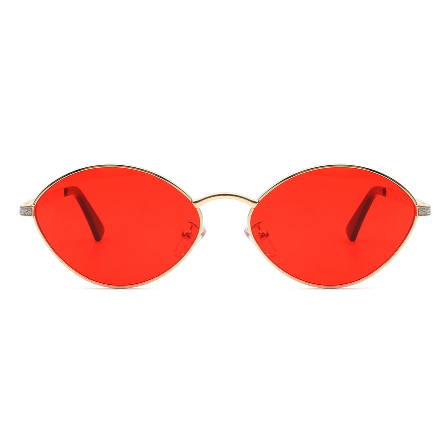 Ufril - Oval Retro Geometric Round Glitter Fashion Sunglasses