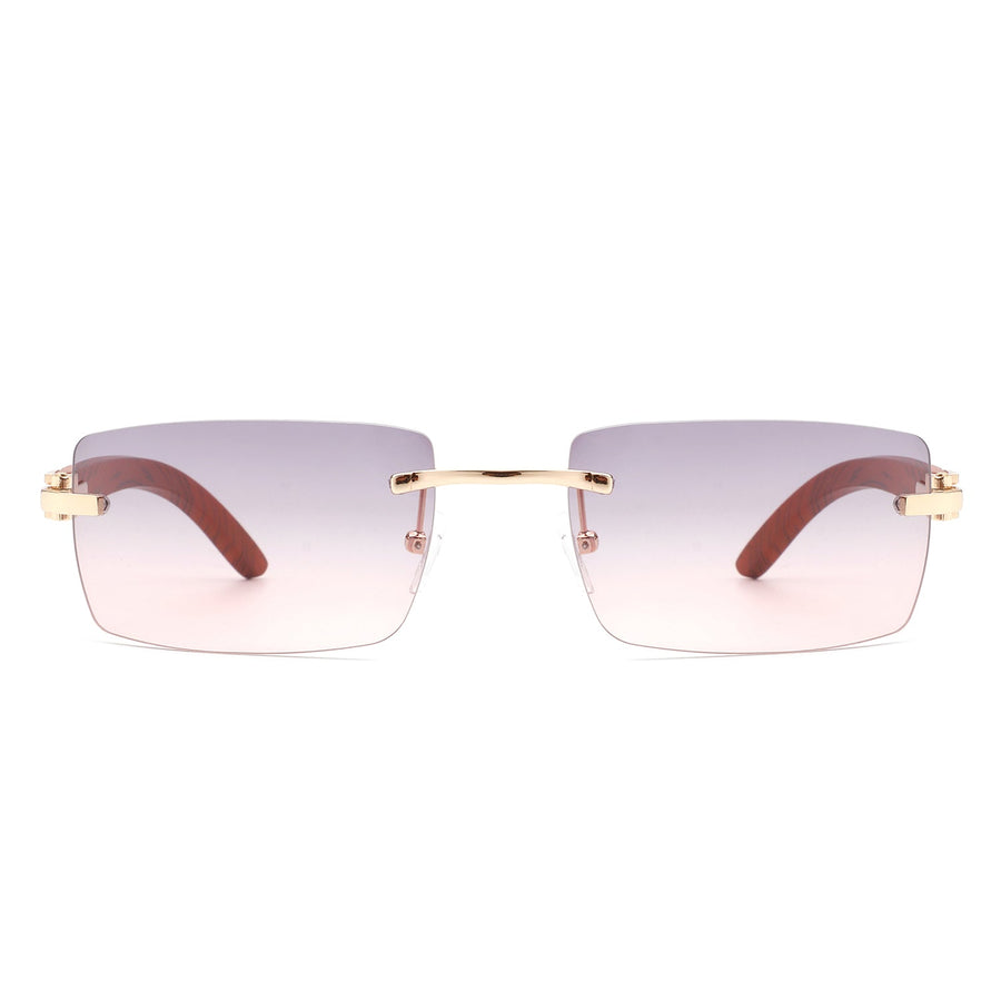 Oceanize - Rectangle Rimless Retro Frameless Fashion Tinted Sunglasses