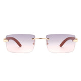 Oceanize - Rectangle Rimless Retro Frameless Fashion Tinted Sunglasses