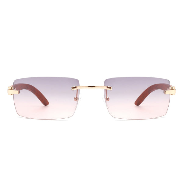 Oceanize - Rectangle Rimless Retro Frameless Fashion Tinted Sunglasses