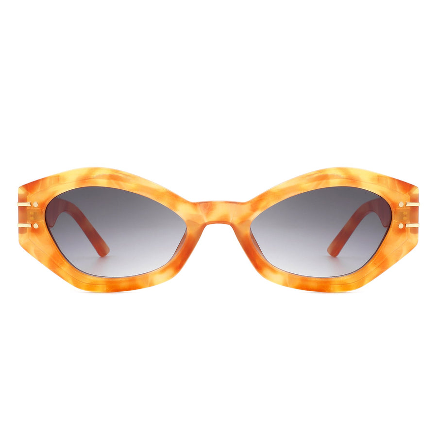 Elysiant - Geometric Oval Slim Fashion Round Cat Eye Sunglasses