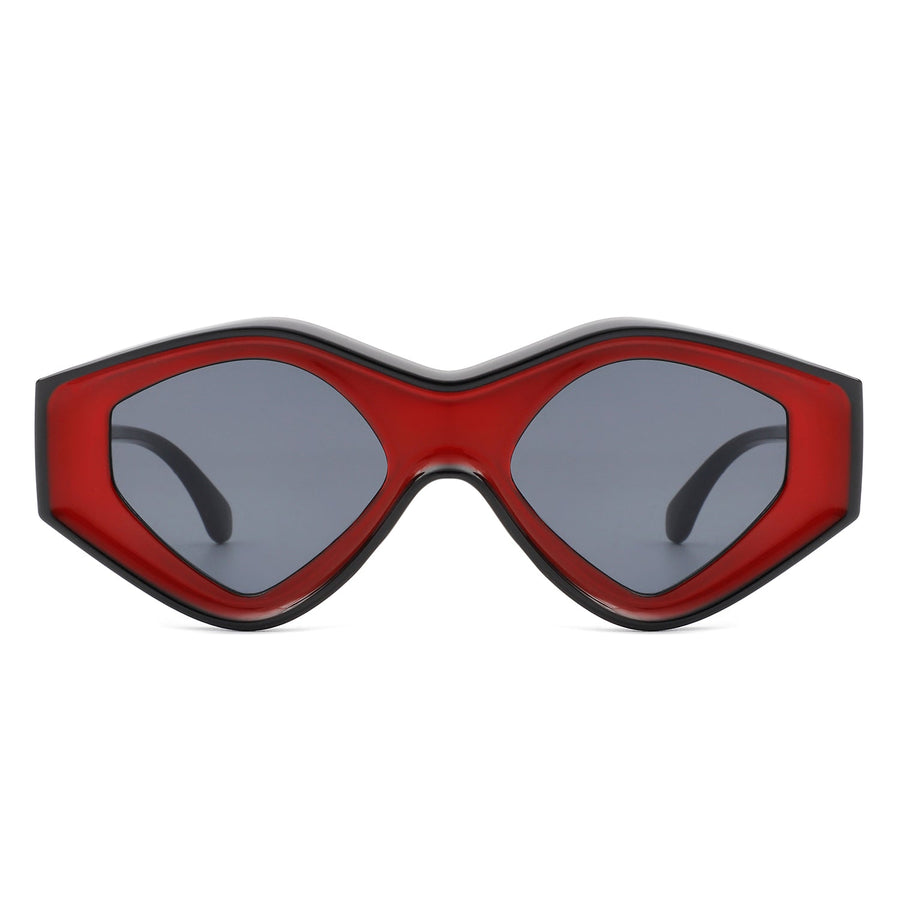 Rosedawn - Futuristic Square Retro Chunky Irregular Geometric Sunglasses- 6 Colors