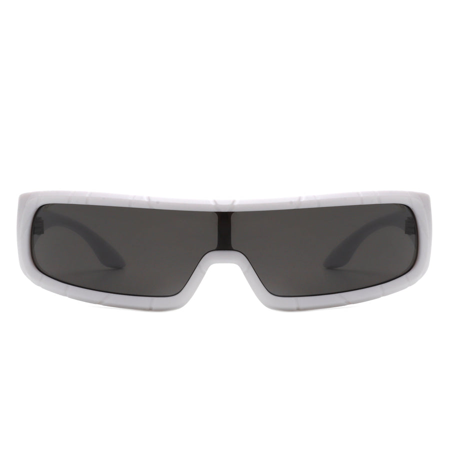 Orion - Futuristic Wrap-Around Rectangle Shield Sunglasses- 8 Colors