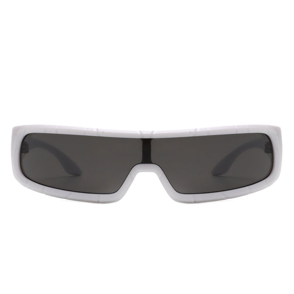 Orion - Futuristic Wrap Around Rectangle Shield Sunglasses
