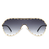 Evanesce - Oversized Aviator Rhinestone Design Women's Sunglasses