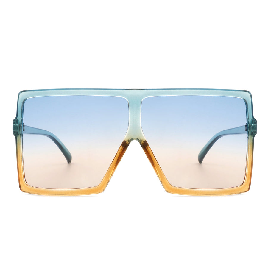 Zenithia - Square Oversized Flat Top Sunglasses- 9 Colors