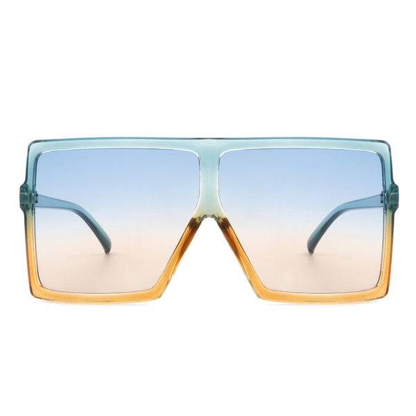 Zenithia - Square Oversize Women Flat Top Fashion Sunglasses