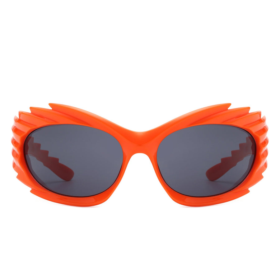Nightgle - Rectangle Wrap Around Oval Spike Sport Sunglasses
