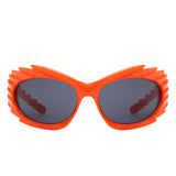 Nightgle - Rectangle Wrap Around Oval Spike Sport Sunglasses
