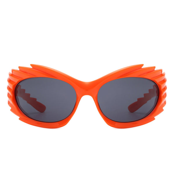 Nightgle - Rectangle Wrap Around Oval Spike Sport Sunglasses