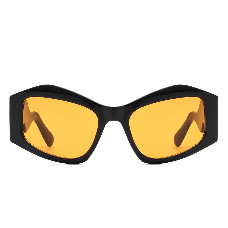 Shimmerz Oversized Square Irregular Wavy Temple Sunglasses- 7 Colors