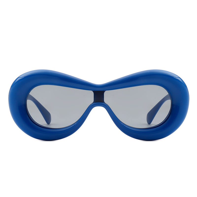 Argo - Oversized Y2K Inflated Frame One Piece Lens Sunglasses- 6 Colors