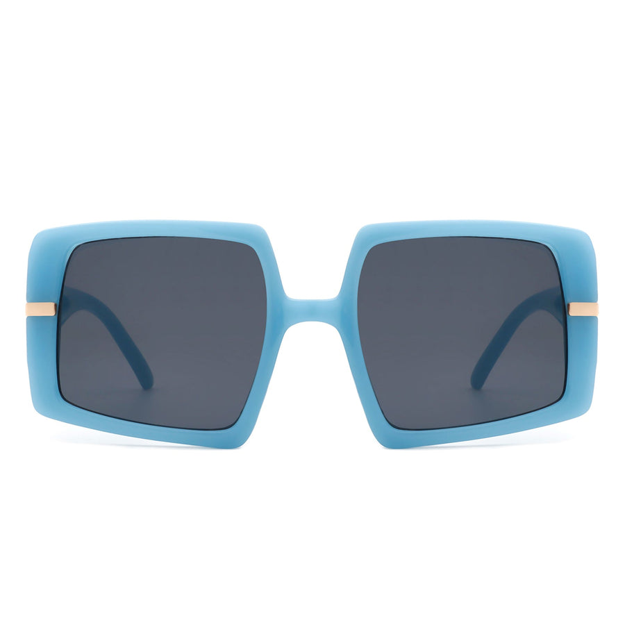 Jasmoria - Oversize Square Geometric Irregular Flat Top Women Sunglasses