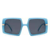 Jasmoria - Oversize Square Geometric Irregular Flat Top Women Sunglasses