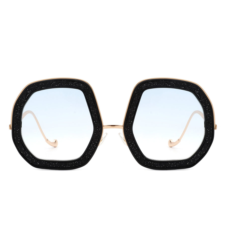Xanadawn Round Irregular Geometric Glitter Fashion Sunglasses- 6 Colors