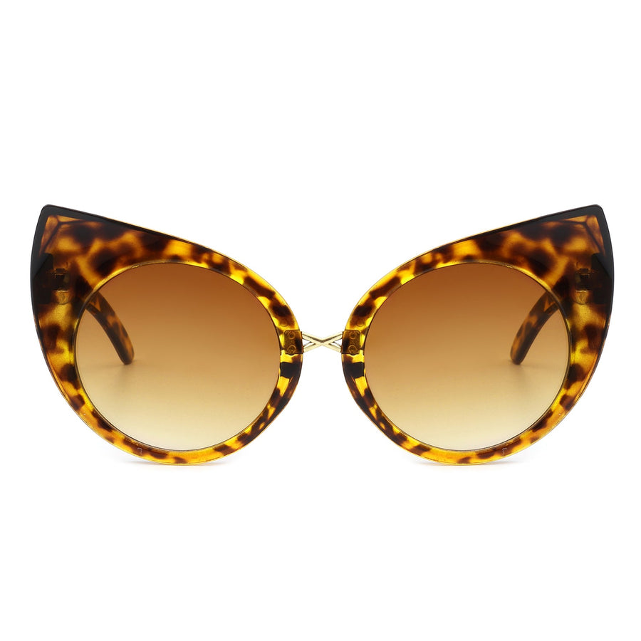 Iridessa - Mod Retro High Pointed Oversized Cat-Eye Sunglasses- 6 Colors