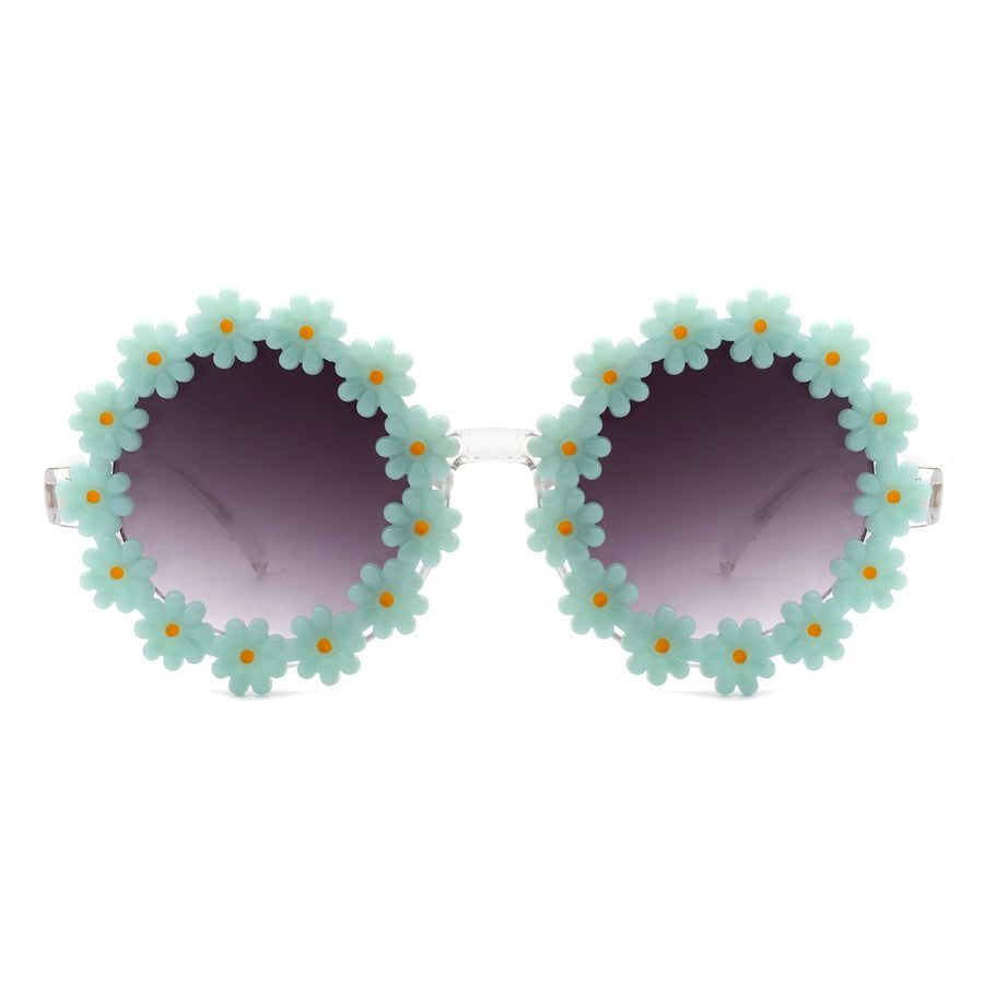 Ysabelia - Round Daisy Flower Shape Circle Sunglasses- 7 Colors