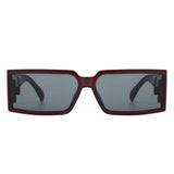 Daylumin - Retro Rectangle Chunky Square Wrap Around Sunglasses