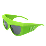 Thalia - Oversized Chunky Square Wrap Around Tinted Sunglasses