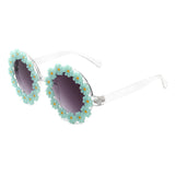 Ysabelia - Round Daisy Flower Shape Circle Sunglasses- 7 Colors
