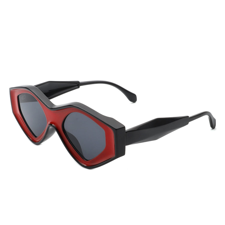 Rosedawn - Futuristic Square Retro Chunky Irregular Geometric Sunglasses- 6 Colors