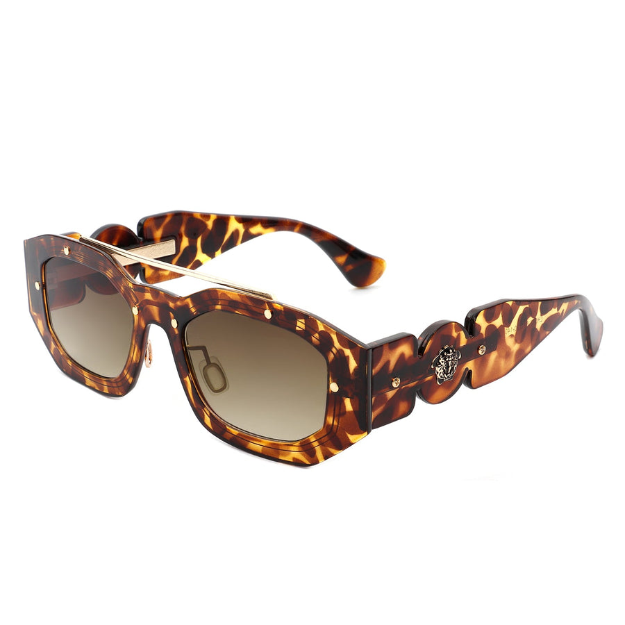 Xanadusk Geometric Retro Irregular Brow-Bar Square Fashion Sunglasses- 7 Colors