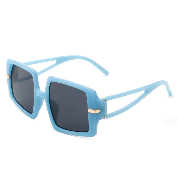 Jasmoria - Oversize Square Geometric Irregular Flat Top Women Sunglasses