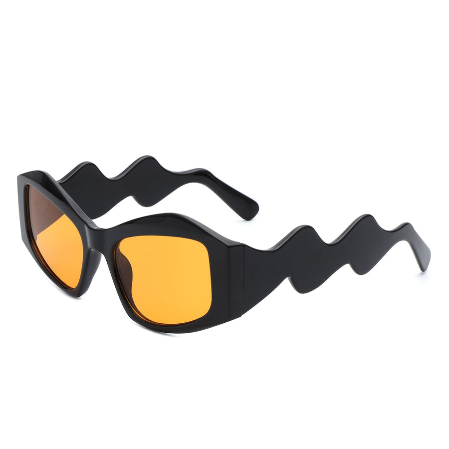 Shimmerz Oversized Square Irregular Wavy Temple Sunglasses- 7 Colors