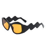 Shimmerz Oversized Square Irregular Wavy Temple Sunglasses- 7 Colors